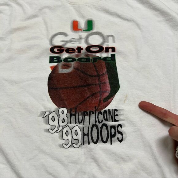 Vintage Miami Hurricanes Hoops Basketball Get On Board Shirt 98 99 Size XL READ - Picture 6 of 9